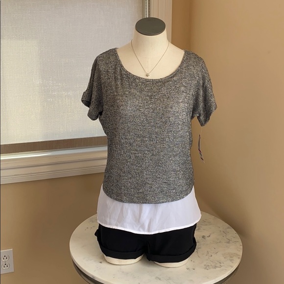 INC Knit Heather Grey Short Sleeve Top - Picture 1 of 4